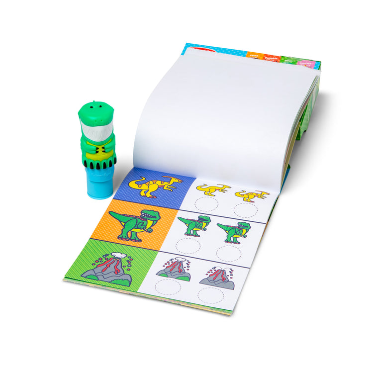  The Melissa & Doug Sticker WOW!™ 24-Page Activity Pad and Sticker Stamper, 300 Stickers, Arts and Crafts Fidget Toy Collectible Character – Dinosaur