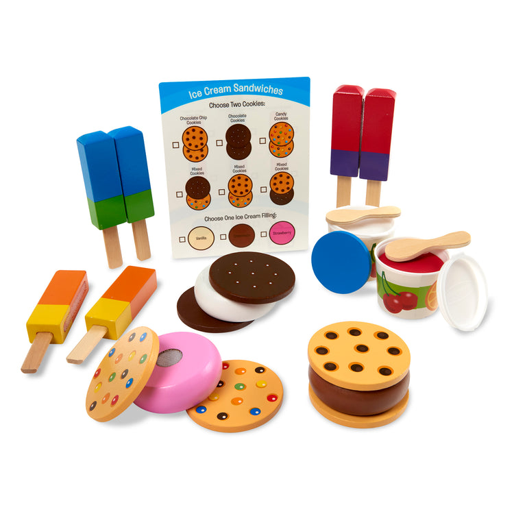  The Melissa & Doug Wooden Frozen Treats Ice Cream Play Set (24 pcs) - Play Food and Accessories