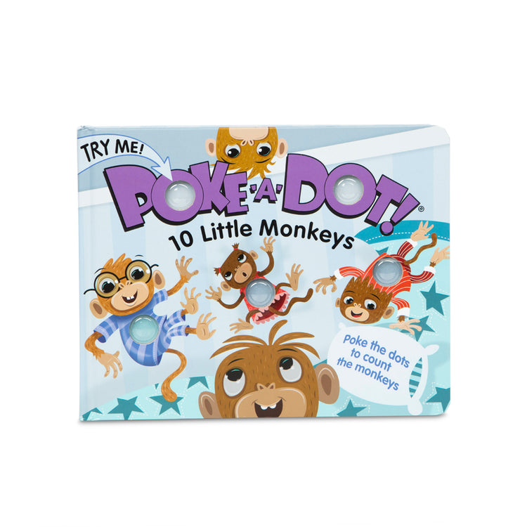 An assembled or decorated image of The Melissa & Doug Children's Book - Poke-a-Dot: 10 Little Monkeys (Board Book with Buttons to Pop)