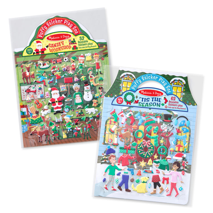 The front of the box for The Puffy Stickers Bundle - Santa's Workshop & 'Tis the Season