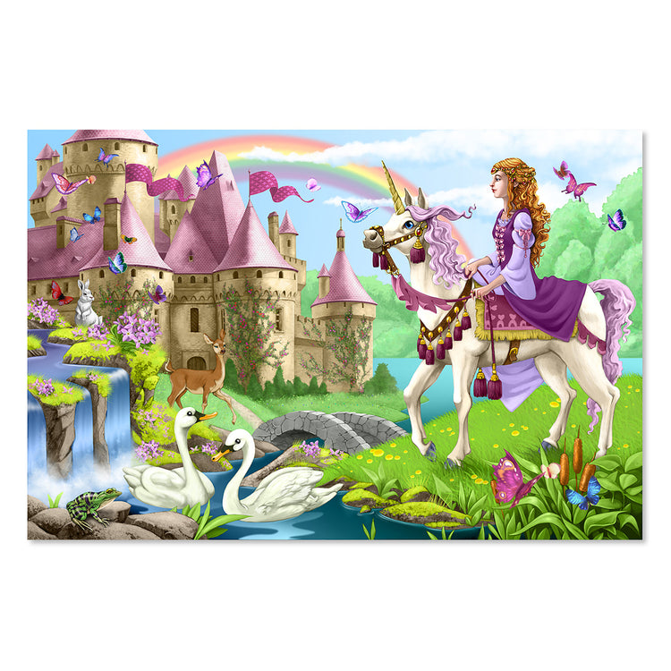 An assembled or decorated image of The Melissa & Doug Fairy Tale Castle Jumbo Jigsaw Floor Puzzle (48 pcs, 2 x 3 feet)