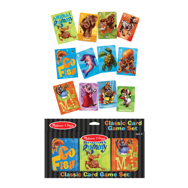 The loose pieces of The Melissa & Doug Classic Card Games Set - Old Maid, Go Fish, Rummy