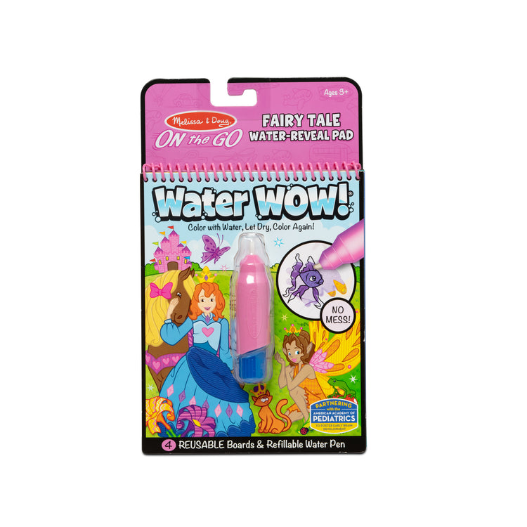 The front of the box for The Melissa & Doug On the Go Water Wow! Reusable Water-Reveal Activity Pad - Fairy Tale