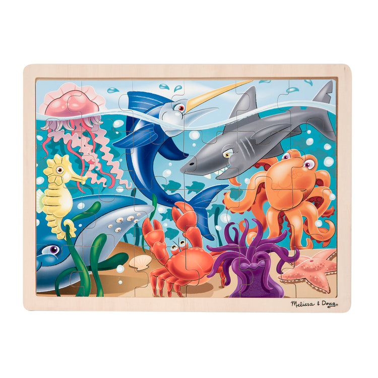 An assembled or decorated image of The Melissa & Doug Under the Sea Ocean Animals Wooden Jigsaw Puzzle With Storage Tray (24 pcs)