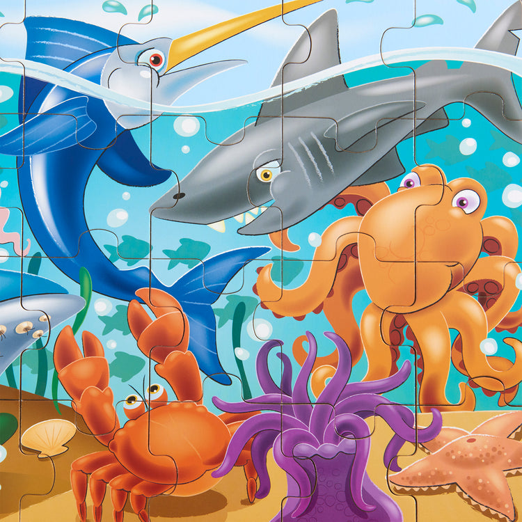  The Melissa & Doug Under the Sea Ocean Animals Wooden Jigsaw Puzzle With Storage Tray (24 pcs)