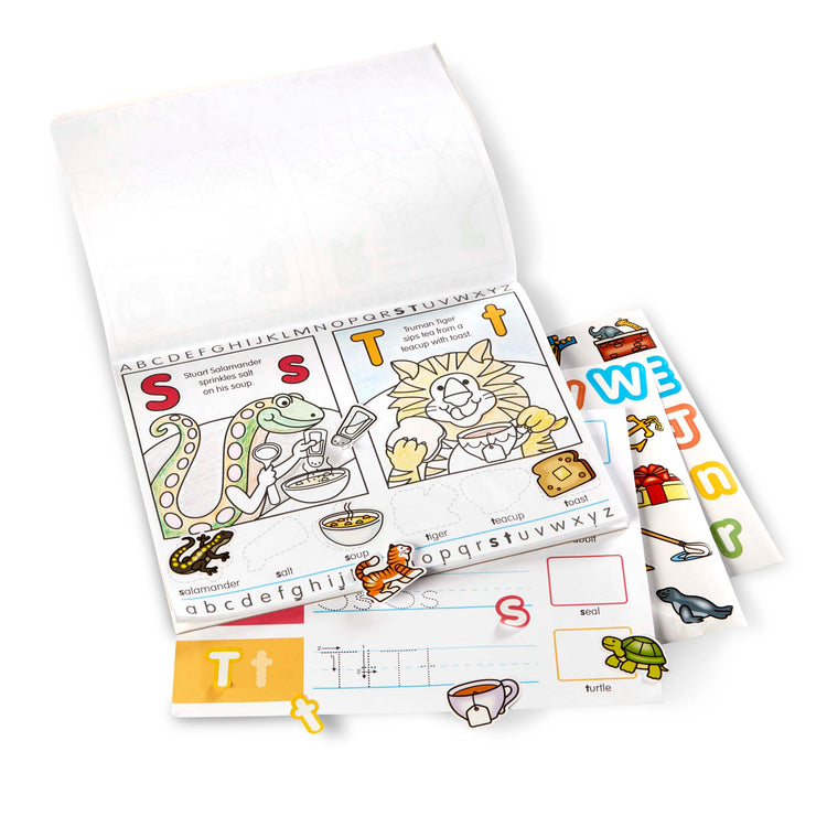 An assembled or decorated The Melissa & Doug Alphabet Activity Sticker Pad for Coloring, Letters (250+ Stickers)