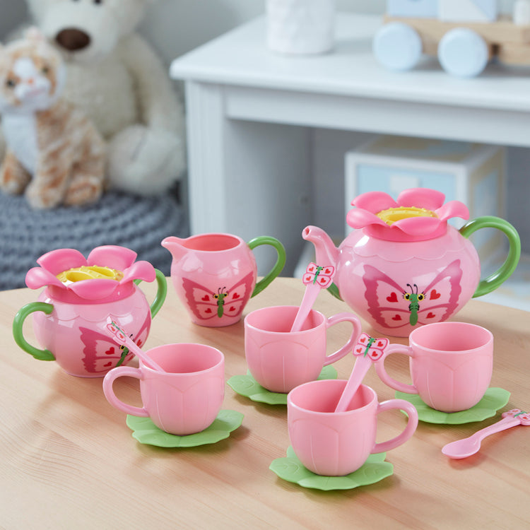 A playroom scene with The Melissa & Doug Butterfly Tea Set (15 pcs) - Play Food Accessories