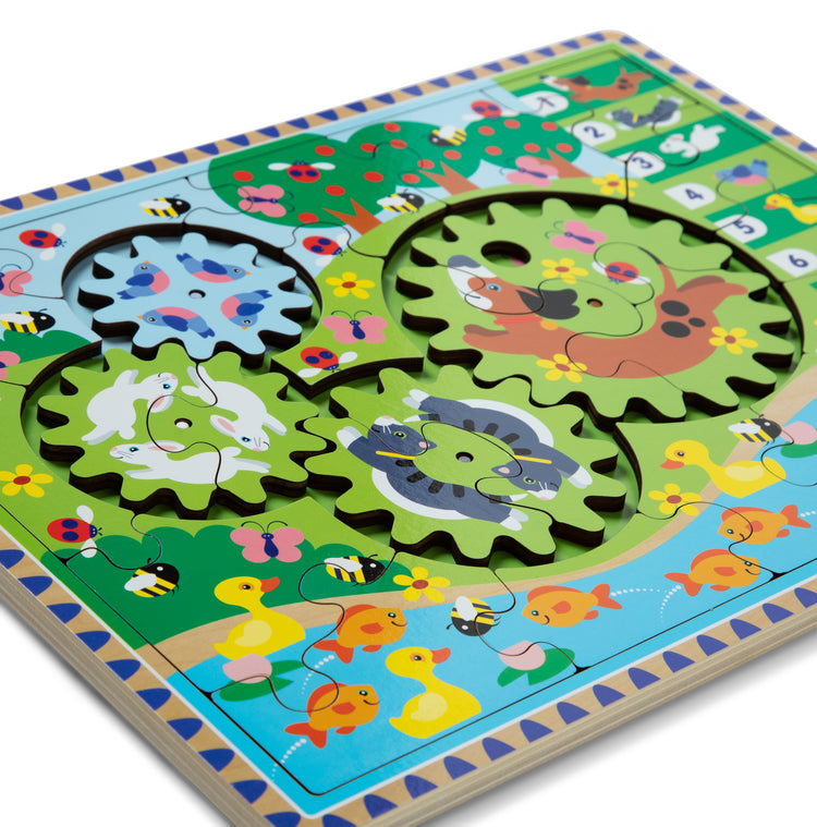 The Melissa & Doug Wooden Animal Chase Jigsaw Spinning Gear Puzzle – 24 Pieces