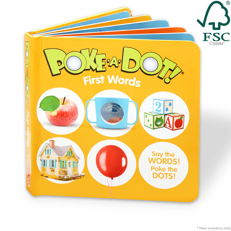 A playroom scene with The Melissa & Doug Children’s Book – Poke-a-Dot: First Words (Board Book with Buttons to Pop)