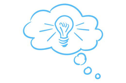 illustration of thought bubble with light bulb