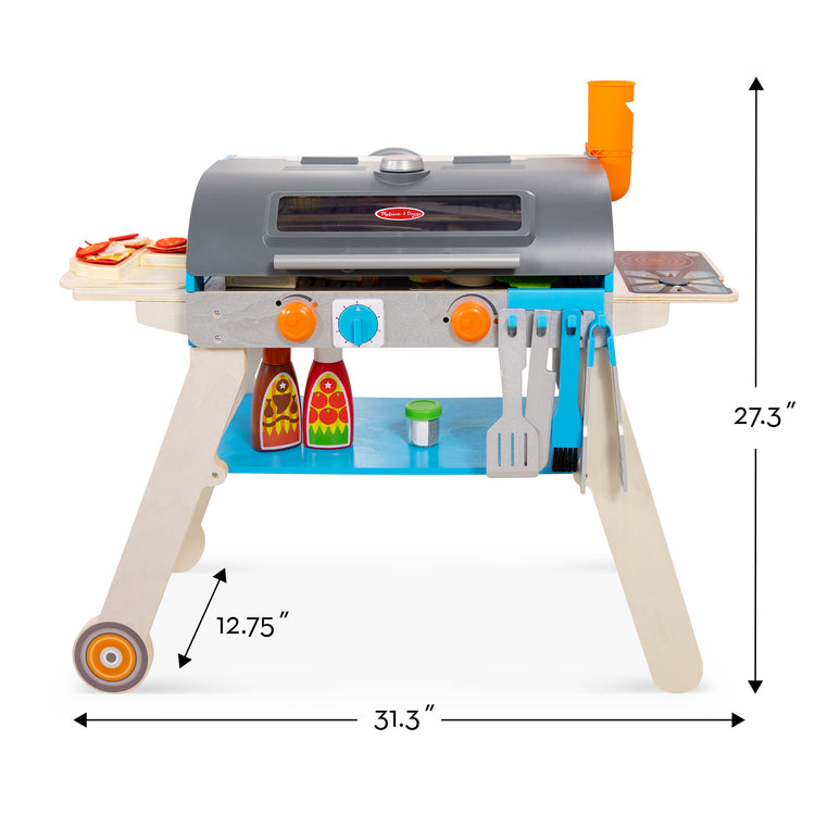  The Melissa & Doug Wooden Deluxe Barbecue Grill, Smoker and Pizza Oven Play Food Toy for Pretend Play Cooking for Kids