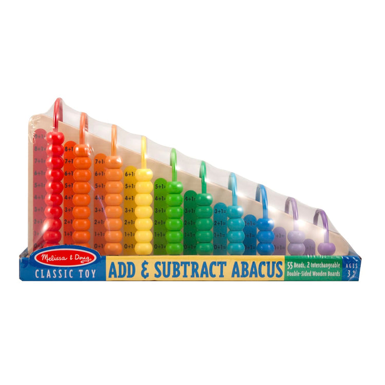 the Melissa & Doug Add & Subtract Abacus - Educational Toy With 55 Colorful Beads and Sturdy Wooden Construction