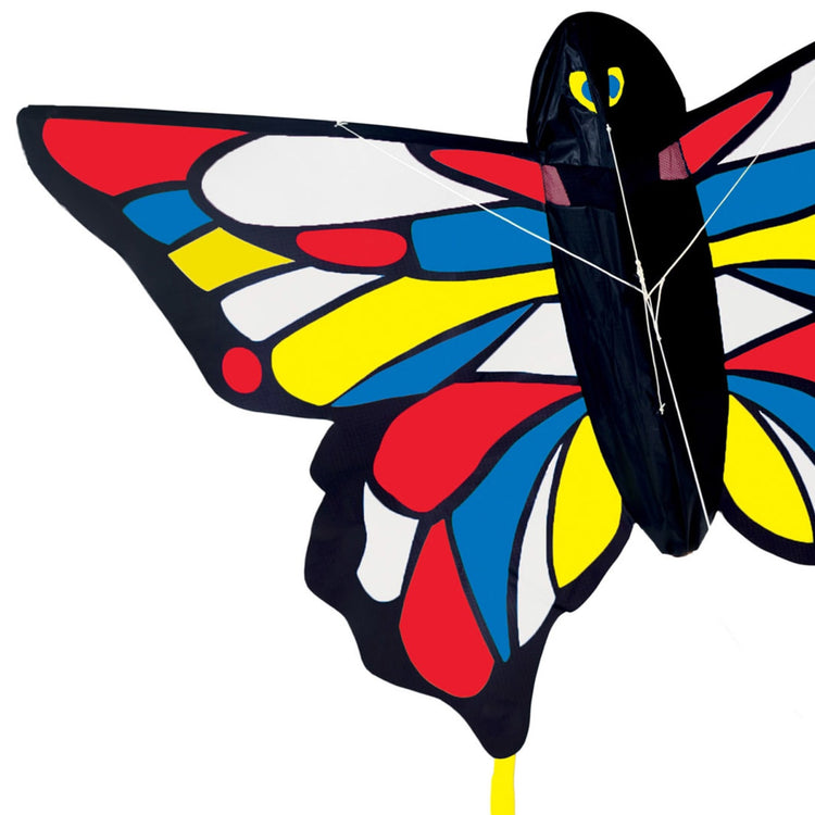 An assembled or decorated the Melissa & Doug Beautiful Butterfly Single Line Shaped Kite (50-Inch Wingspan)
