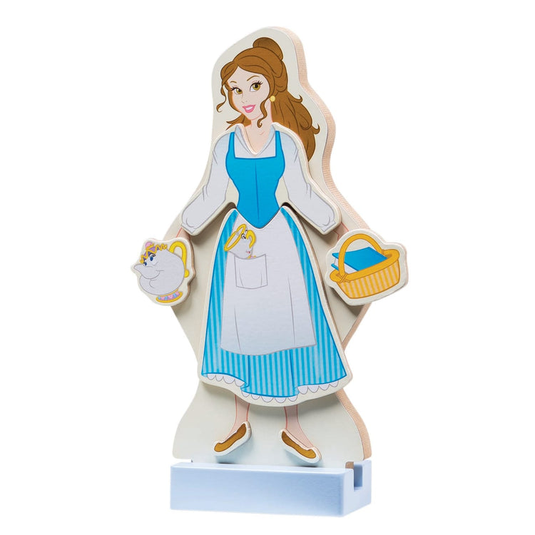 An assembled or decorated the Melissa & Doug Disney Belle Magnetic Dress-Up Wooden Doll Pretend Play Set