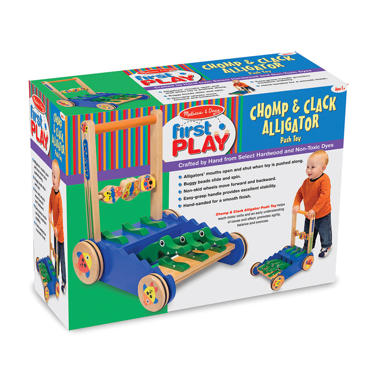 the Melissa & Doug Deluxe Chomp and Clack Alligator Wooden Push Toy and Activity Walker