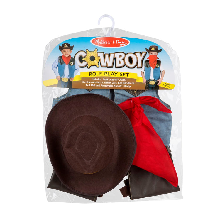 the Melissa & Doug Cowboy Role Play Costume Set (5 pcs) - Includes Faux Leather Chaps