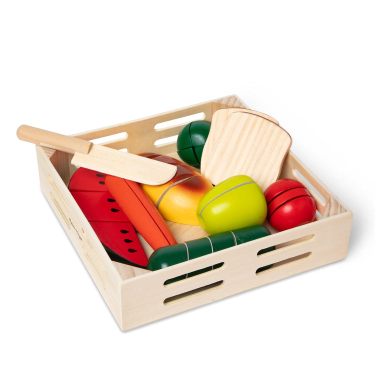Melissa & Doug Cutting Food - Play Food Set With 26 Wooden Pieces, Knife, and Cutting Board