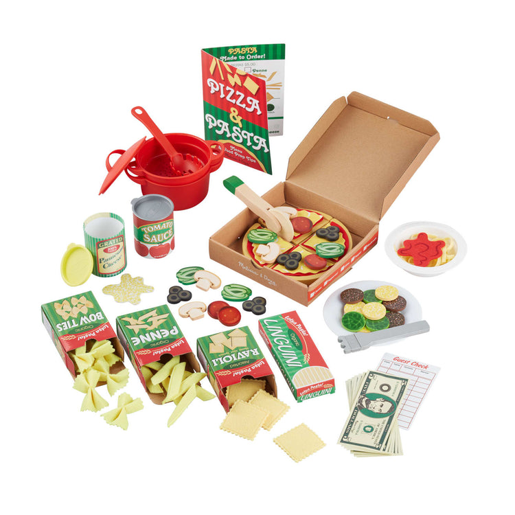 The loose pieces of the Deluxe Pizza & Pasta Play Set
