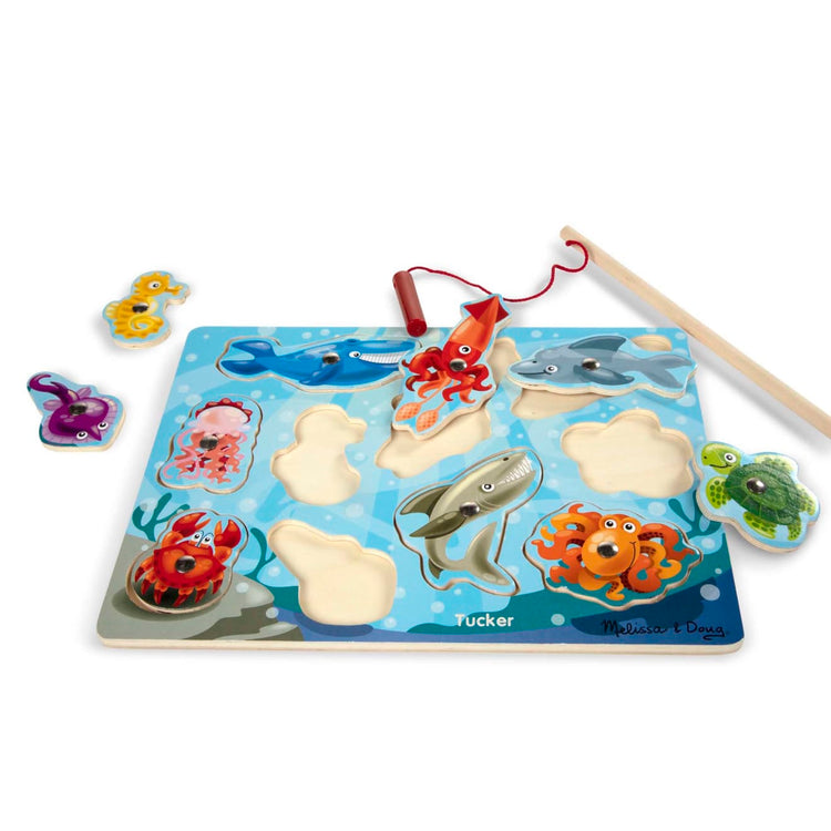 Melissa & Doug Magnetic Wooden Fishing Game and Puzzle With Wooden Ocean Animal Magnets