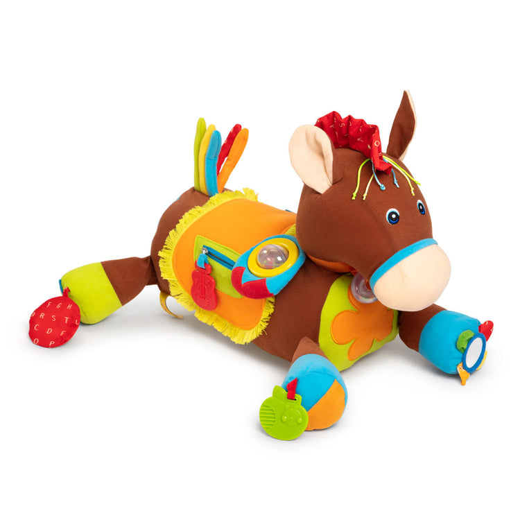 The loose pieces of the Melissa & Doug Giddy-Up and Play Baby Activity Toy - Multi-Sensory Horse