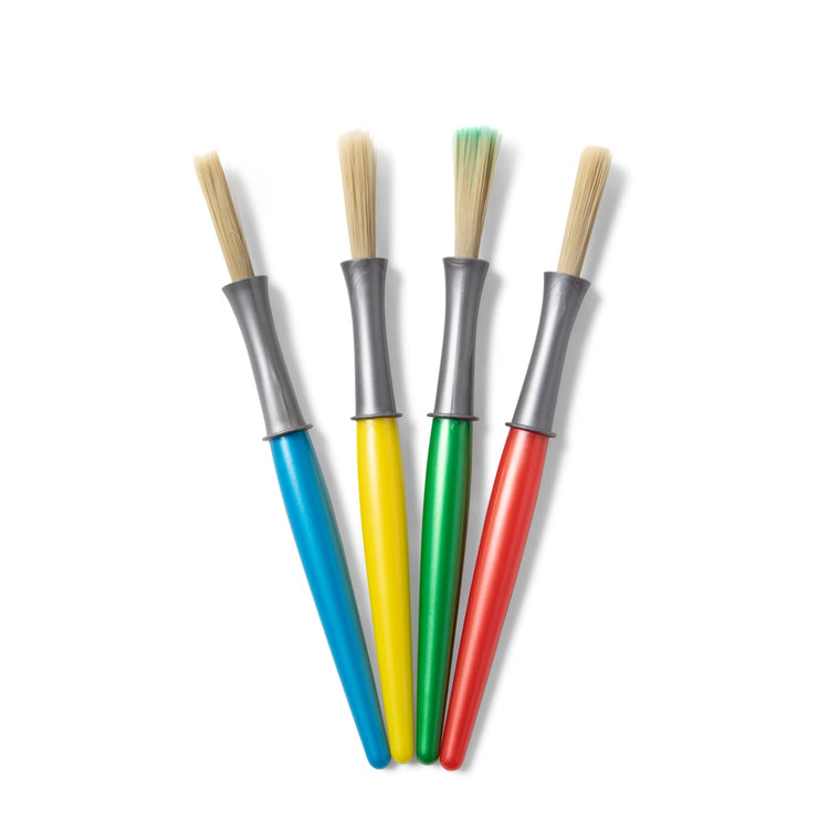 The loose pieces of the Melissa & Doug Large Paint Brush Set With 4 Kids' Paint Brushes