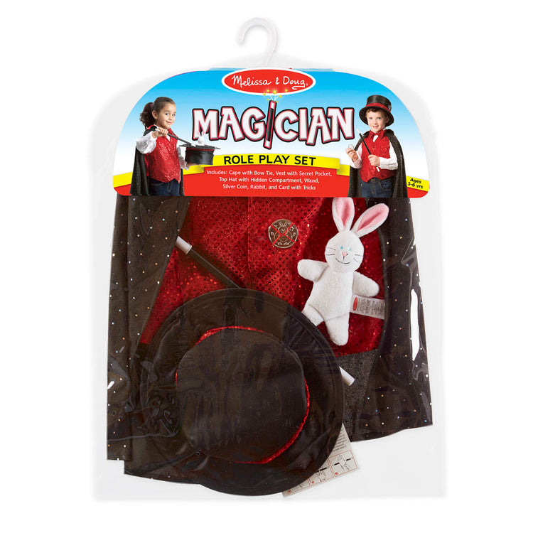the Melissa & Doug Magician Costume Role Play Set - Includes Hat, Cape, Wand, Magic Tricks