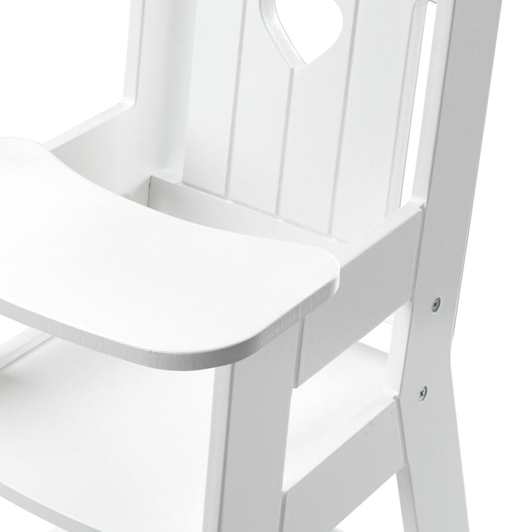 the Melissa & Doug Mine to Love Wooden Play High Chair for Dolls, Stuffed Animals - White (18”H x 8”W x 11”D Assembled)