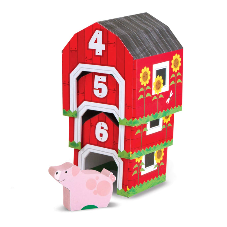the Melissa & Doug Nesting and Sorting Barns and Animals With 6 Numbered Barns and Matching Wooden Animals