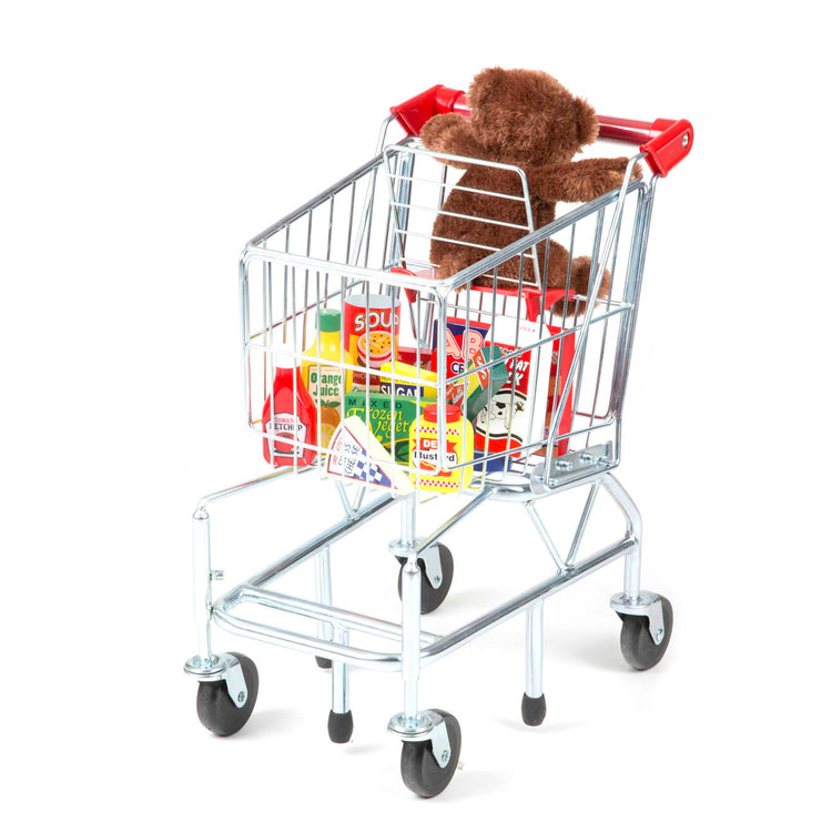 An assembled or decorated the Melissa & Doug Toy Shopping Cart With Sturdy Metal Frame