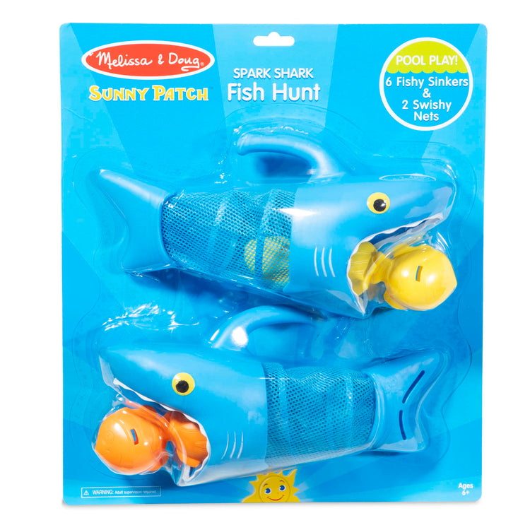 the Melissa & Doug Sunny Patch Spark Shark Fish Hunt Pool Game With 2 Nets and 6 Fish to Catch