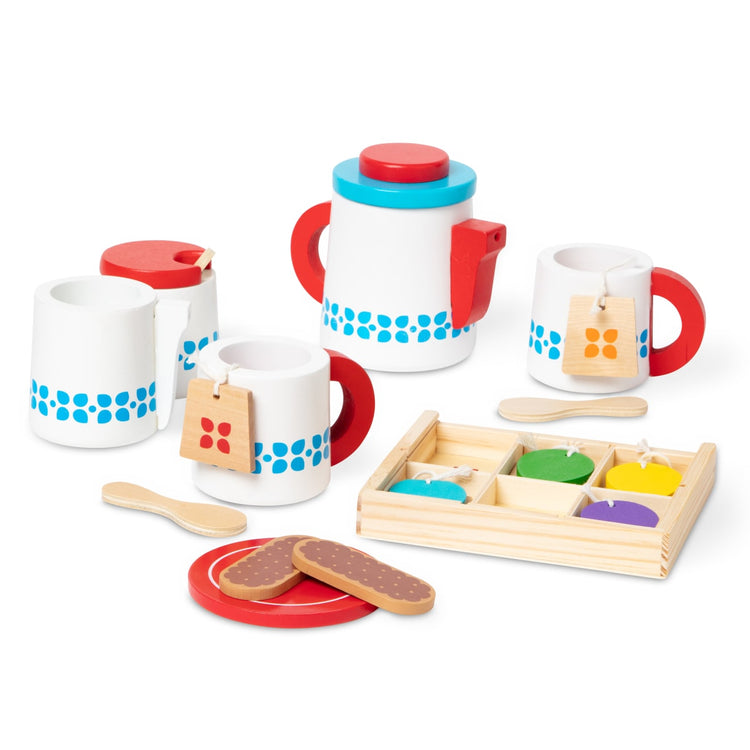 Melissa & Doug  20-Piece Steep and Serve Wooden Tea Set - Play Food and Kitchen Accessories