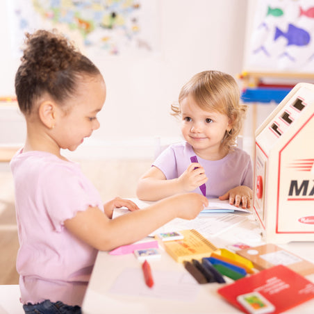 Melissa & Doug Toy Spotlight Stamp & Sort Mailbox Play Set blog post kids playing