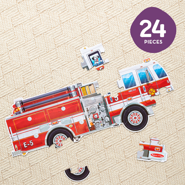 Giant Fire Truck Floor Puzzle - 24 Pieces