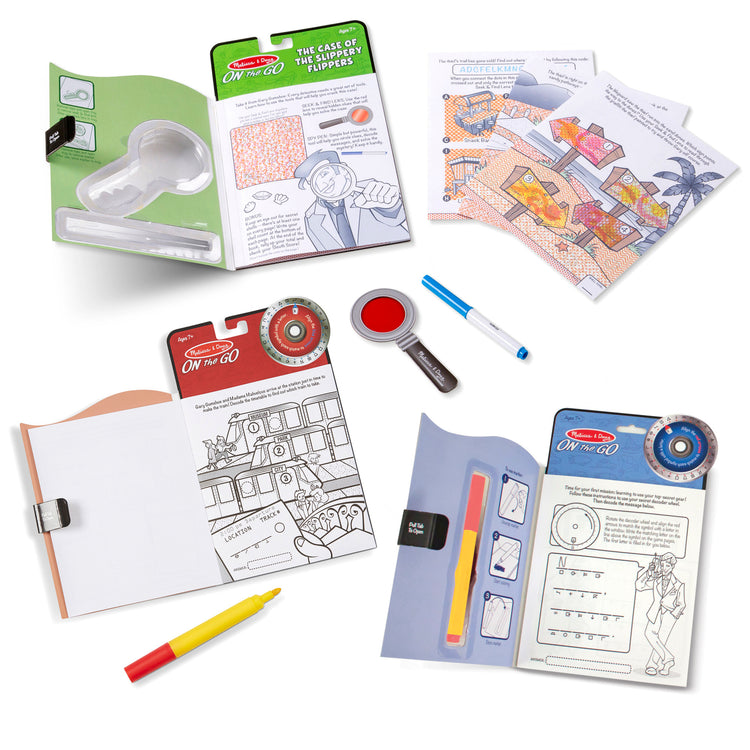 An assembled or decorated The Melissa & Doug On the Go Secret Decoder Activity Books 3-Pack (54 Games)