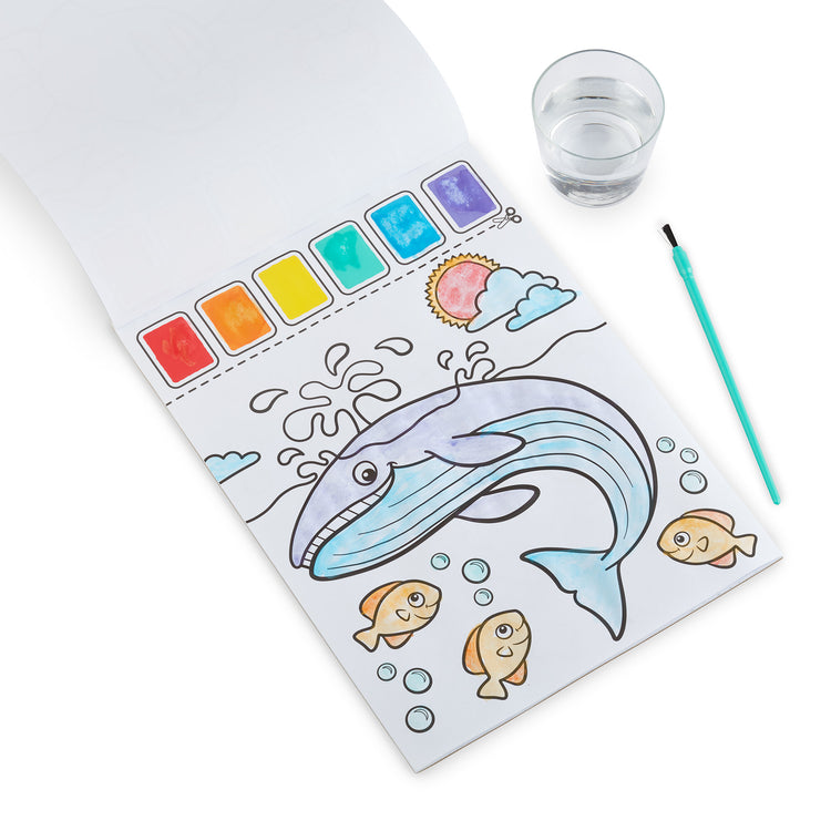 The loose pieces of The Melissa & Doug Paint With Water Activity Book - Ocean (20 Pages)