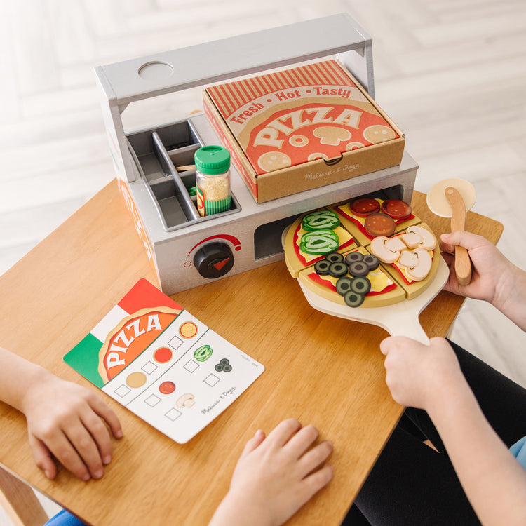 Montessori Mama Pretend Play Food Pizza Set - Kitchen Toys Pizza Play Set-  Toy Pizza Set for Kids 3-5 - Pizza Toys Play Kitchen Accessories for 3 Year