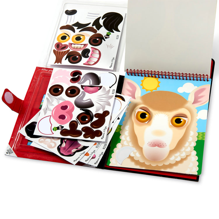  The Melissa & Doug On the Go Make-a-Face Reusable Sticker Pad Travel Toy Activity Book – Farm Animals (10 Scenes, 76 Cling Stickers)