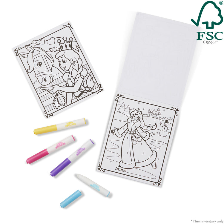 The loose pieces of The Melissa & Doug On the Go Magicolor Coloring Pad - Princess (18 Pages)