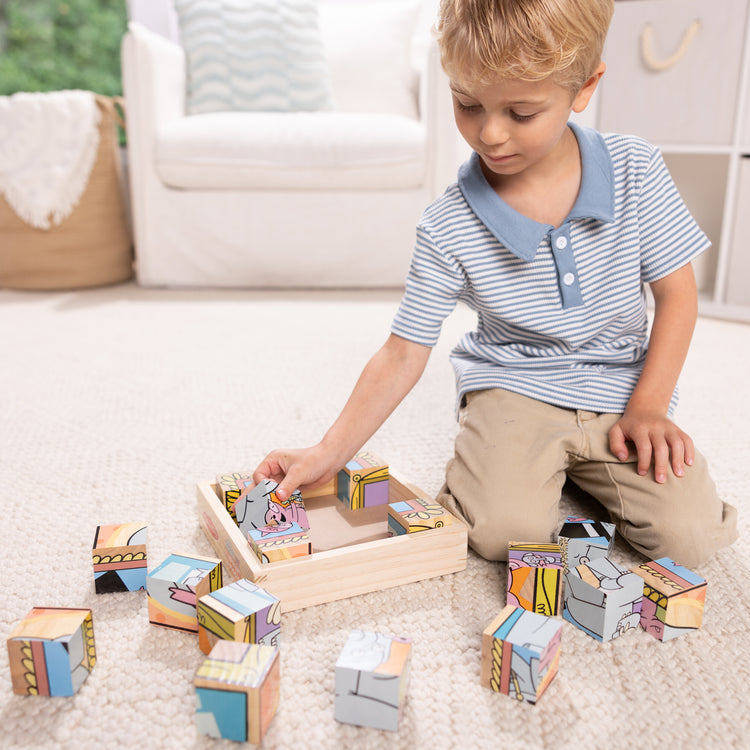 Elephant & Piggie Book & Wooden Cube Puzzle Bundle