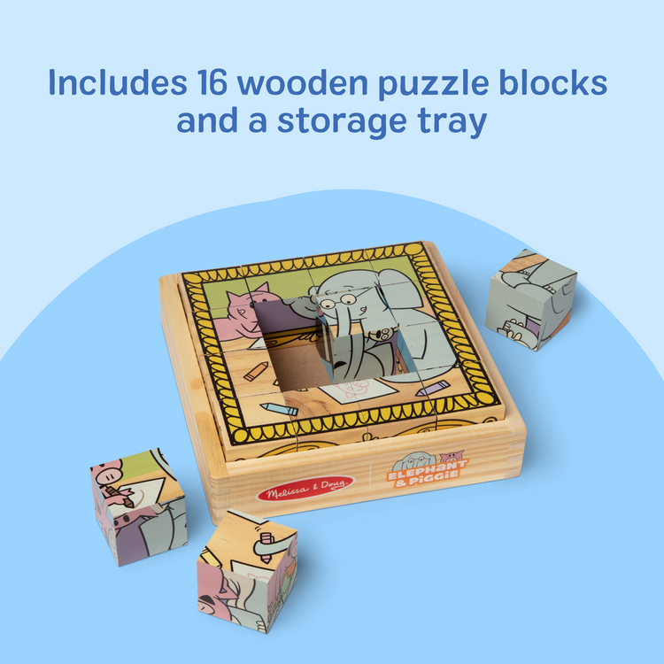 Elephant & Piggie Book & Wooden Cube Puzzle Bundle