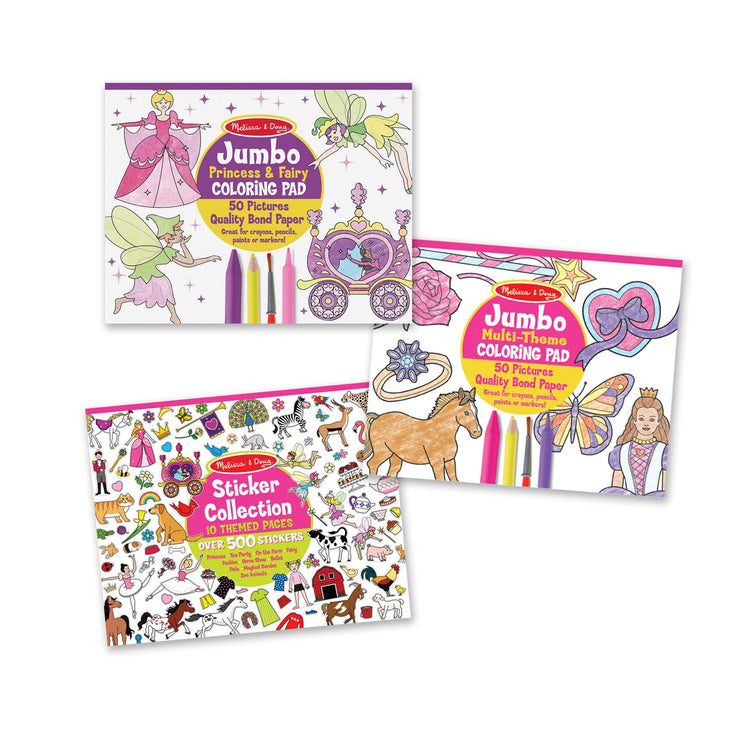  The Melissa & Doug Sticker Collection and Coloring Pads Set: Princesses, Fairies, Animals, and More