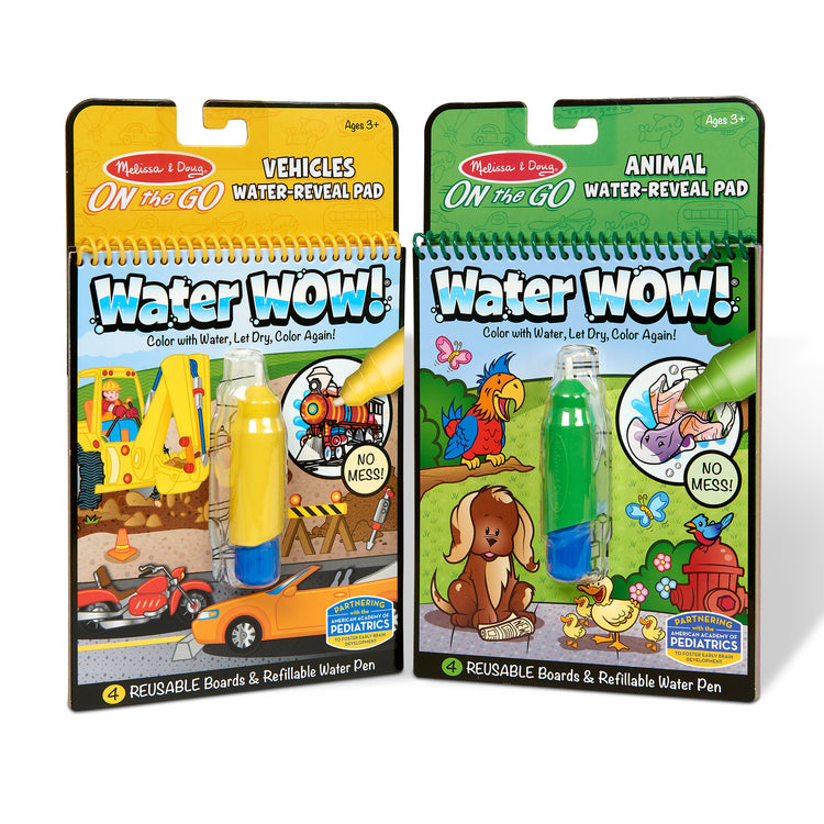  The Melissa & Doug On the Go Water Wow! Reusable Water-Reveal Activity Pads, 2-pk, Vehicles, Animals