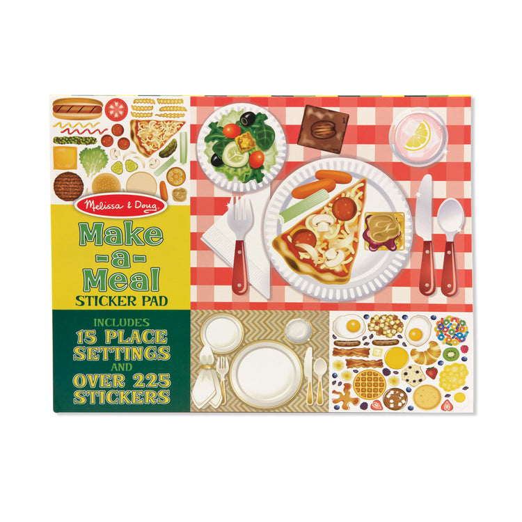 The front of the box for The Melissa & Doug Sticker Pad - Make-a-Meal, 225+ Food Stickers