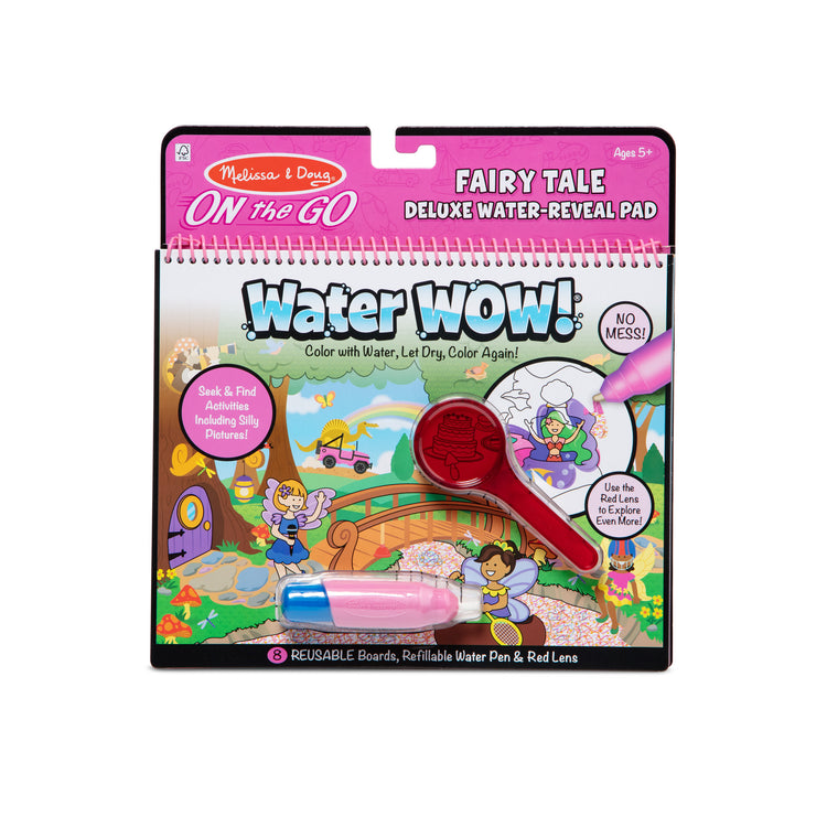 The front of the box for The Melissa & Doug On the Go Water Wow! Reusable Water-Reveal Deluxe Activity Pad – Fairy Tale