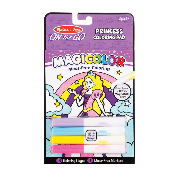 The front of the box for The Melissa & Doug On the Go Magicolor Coloring Pad - Princess (18 Pages)