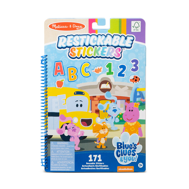 The front of the box for The Melissa & Doug Blue’s Clues & You! Restickable Stickers - Numbers & Letters