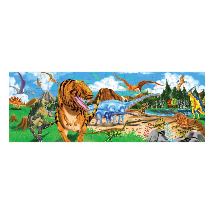 An assembled or decorated image of The Melissa & Doug Land of Dinosaurs Floor Puzzle (48 pcs, 4 feet long)