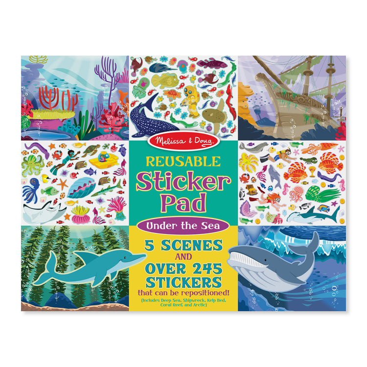 The front of the box for The Melissa & Doug Reusable Sticker Activity Pad - Under The Sea