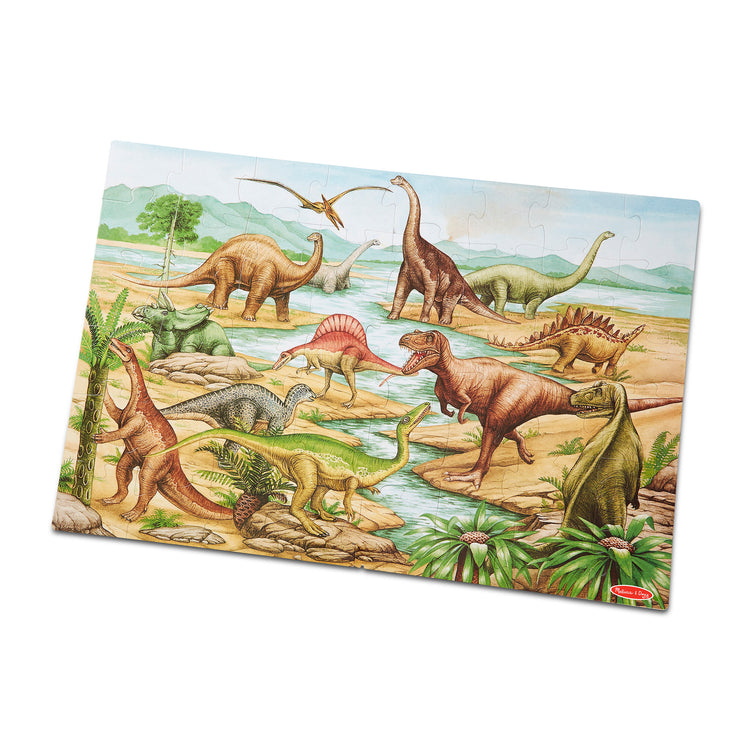 An assembled or decorated image of The Melissa & Doug Dinosaurs Floor Puzzle - 48 Pieces (2 Feet x 3 Feet Assembled)