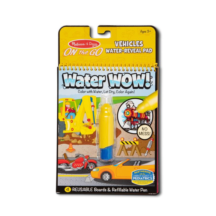 The front of the box for The Melissa & Doug On the Go Water Wow! Reusable Water-Reveal Activity Pad - Vehicles
